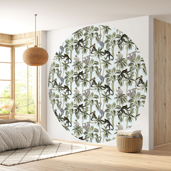 Round / Circle Wall Mural - Wallpaper - Jungle Pattern