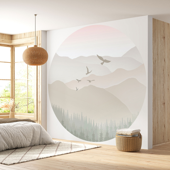 Round / Circle Wall Mural - Wallpaper - Landscape