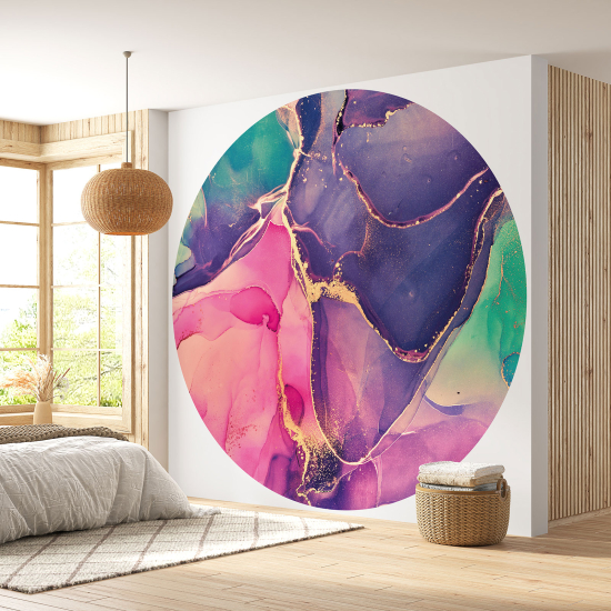 Round / Circle Wall Mural - Wallpaper - Marbled Effect