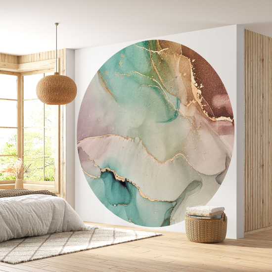 Round / Circle Wall Mural - Wallpaper - Marbled Effect