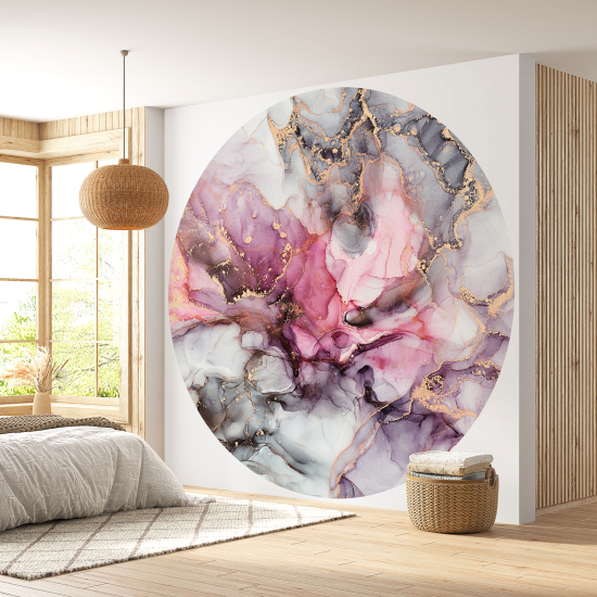 Round / Circle Wall Mural - Wallpaper - Marbled Effect