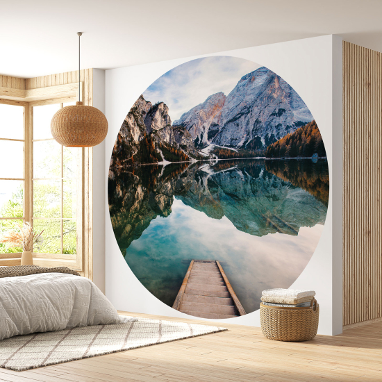 Round / Circle Wall Mural - Wallpaper - Mountains