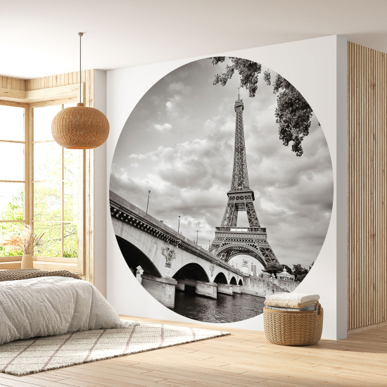 Round / Circle Wall Mural - Wallpaper - Paris