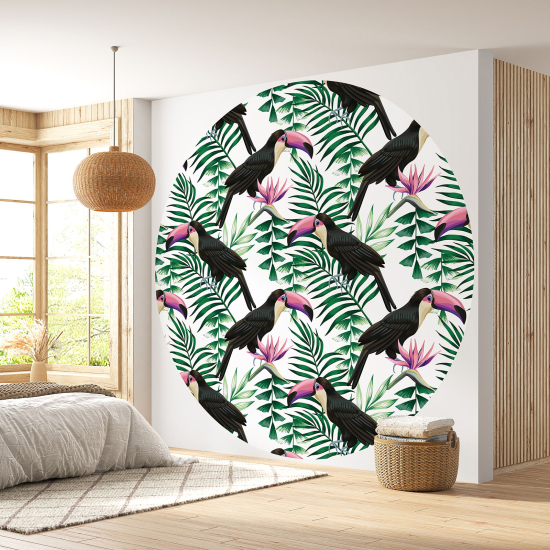 Round / Circle Wall Mural - Wallpaper - Toucans