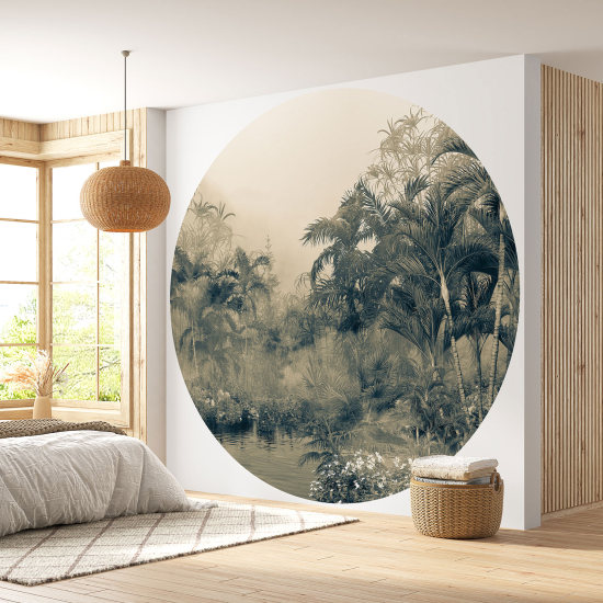 Round / Circle Wall Mural - Wallpaper - Tropical Forest