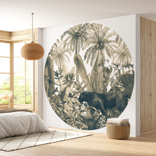 Round / Circle Wall Mural - Wallpaper - Tropical Forest