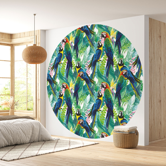 Round / Circle Wall Mural - Wallpaper - Tropical pattern