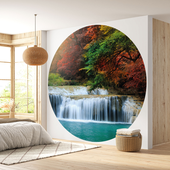 Round / Circle Wall Mural - Wallpaper - Waterfall