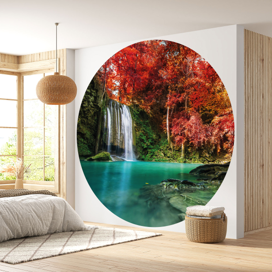 Round / Circle Wall Mural - Wallpaper - Waterfall