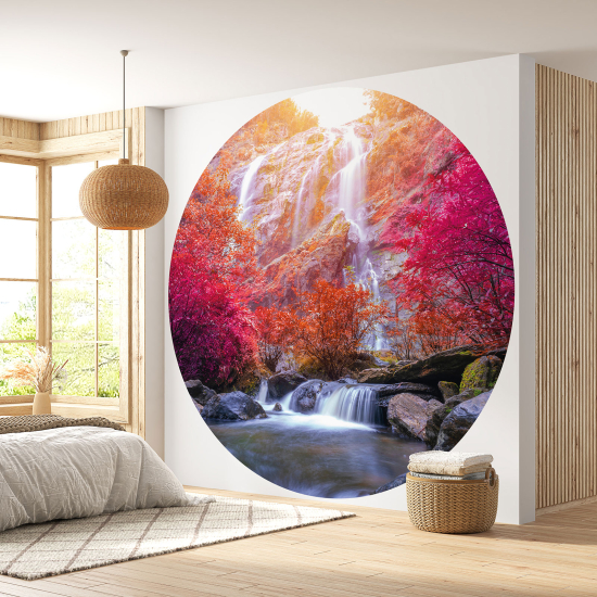 Round / Circle Wall Mural - Wallpaper - Waterfalls