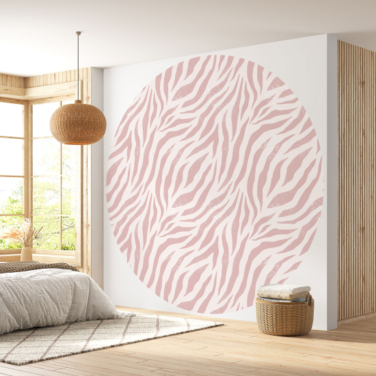 Round / Circle Wall Mural - Wallpaper - Zebra pattern