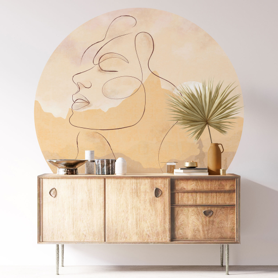 Round / Circle Wall Sticker - Abstract Face