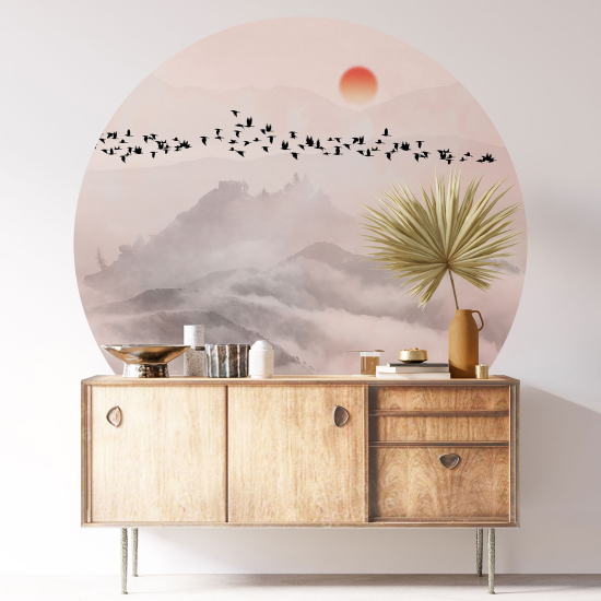 Round / Circle Wall Sticker - Abstract Landscape