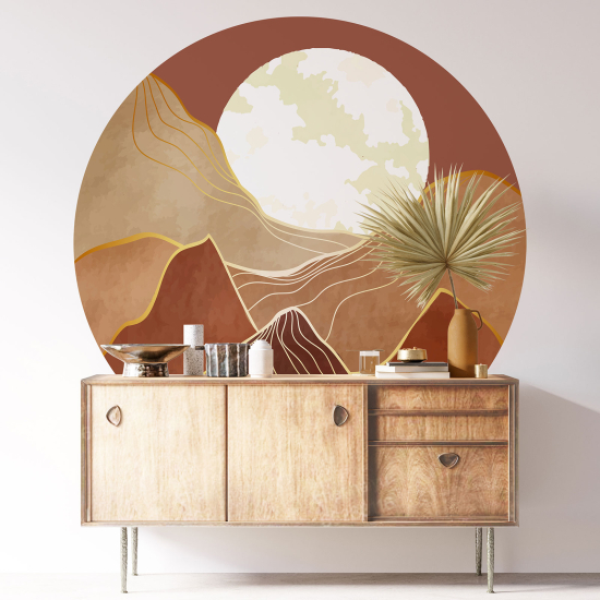 Round / Circle Wall Sticker - Boho Landscape