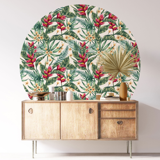 Round / Circle Wall Sticker - Botanical pattern