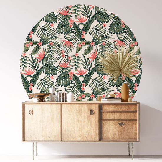 Round / Circle Wall Sticker - Botanical pattern