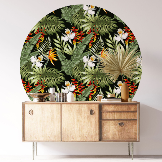 Round / Circle Wall Sticker - Botanical pattern