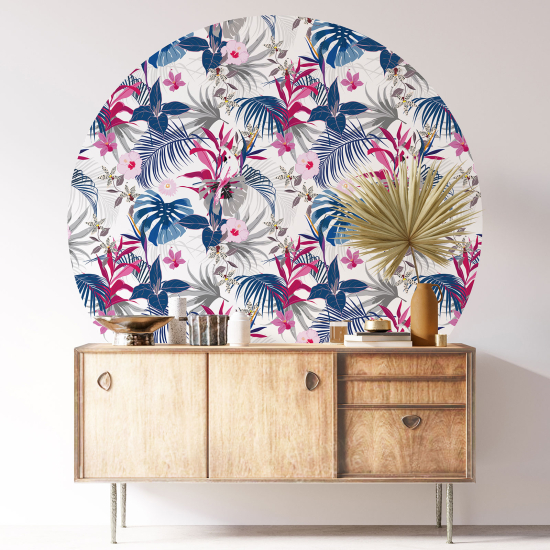 Round / Circle Wall Sticker - Botanical pattern