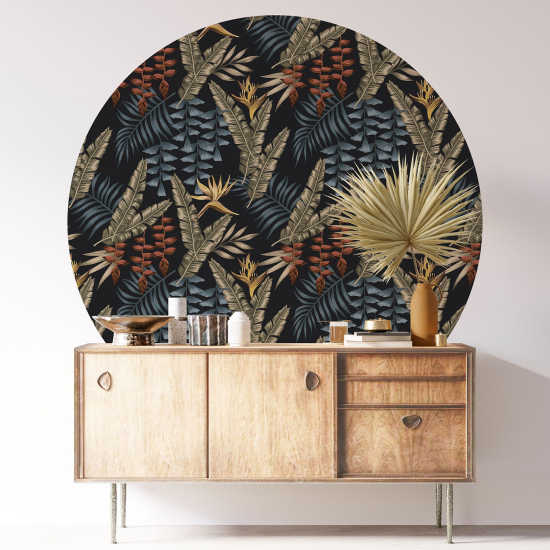 Round / Circle Wall Sticker - Botanical pattern