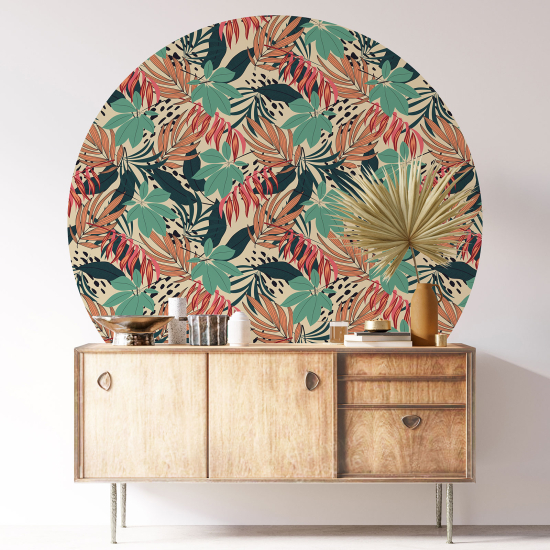 Round / Circle Wall Sticker - Botanical pattern