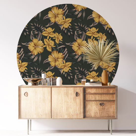 Round / Circle Wall Sticker - Botanical pattern