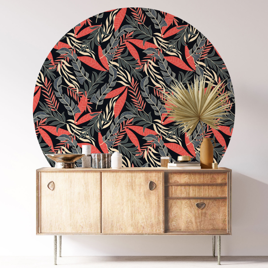 Round / Circle Wall Sticker - Botanical pattern