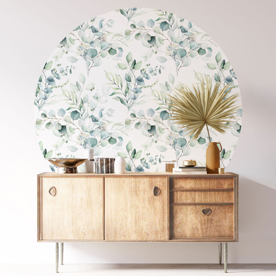 Round / Circle Wall Sticker - Botanical pattern