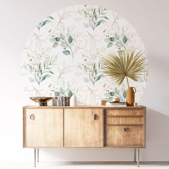 Round / Circle Wall Sticker - Botanical pattern