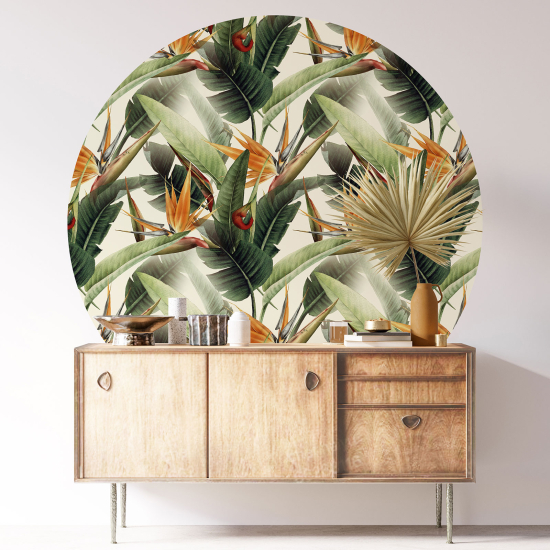 Round / Circle Wall Sticker - Botanical pattern