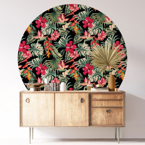 Round / Circle Wall Sticker - Botanical pattern