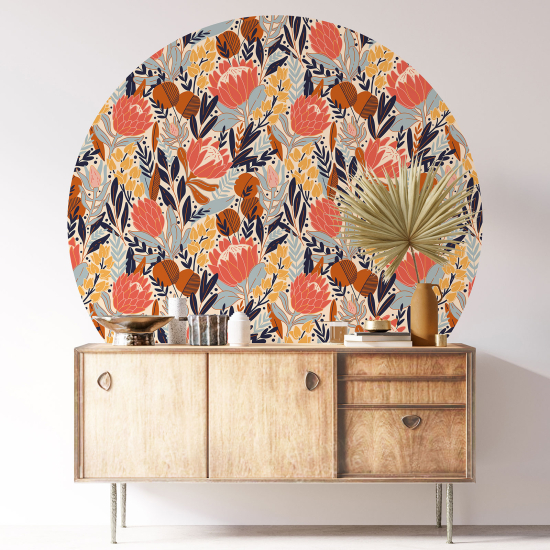 Round / Circle Wall Sticker - Botanical pattern