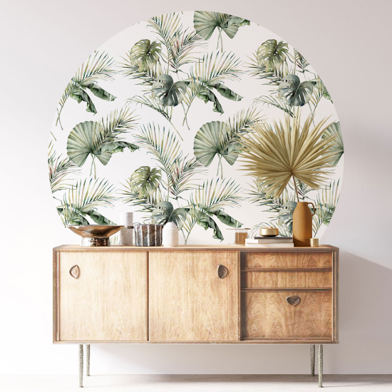 Round / Circle Wall Sticker - Botanical pattern