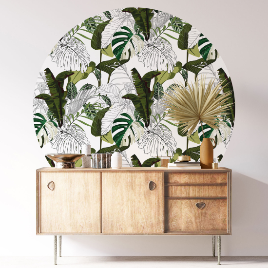 Round / Circle Wall Sticker - Botanical pattern