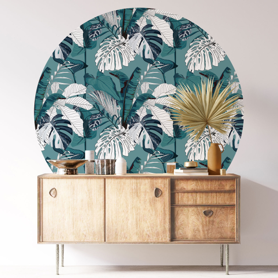 Round / Circle Wall Sticker - Botanical pattern