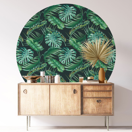 Round / Circle Wall Sticker - Botanical pattern