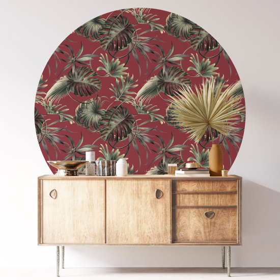 Round / Circle Wall Sticker - Botanical pattern