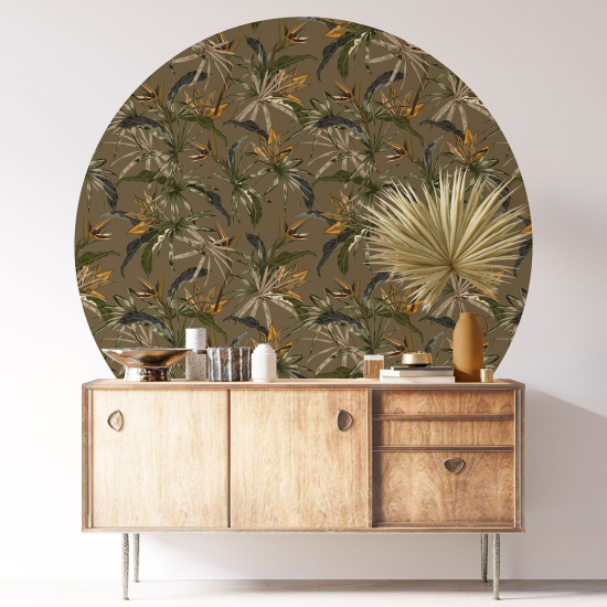 Round / Circle Wall Sticker - Botanical pattern