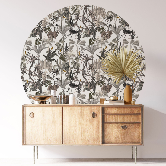 Round / Circle Wall Sticker - Botanical pattern