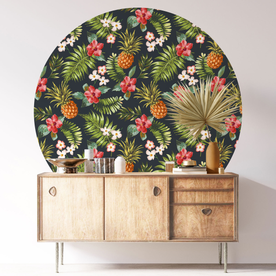 Round / Circle Wall Sticker - Botanical pattern