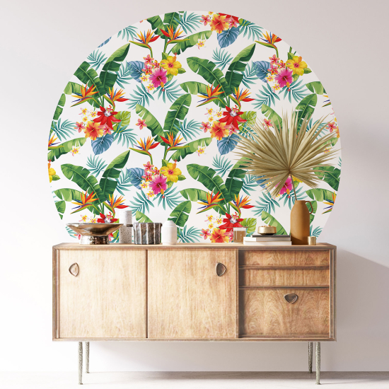 Round / Circle Wall Sticker - Botanical pattern