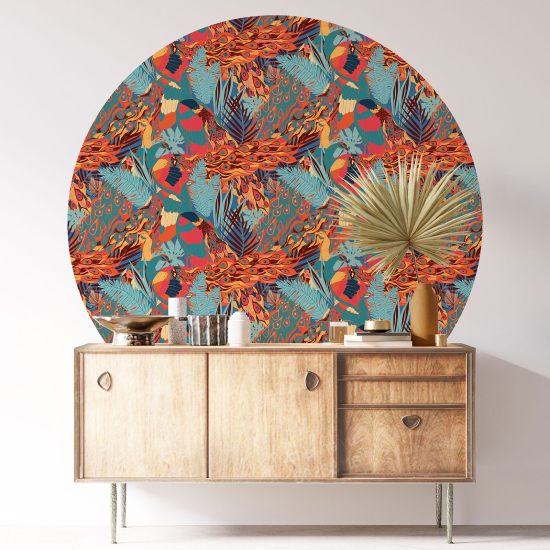 Round / Circle Wall Sticker - Botanical pattern