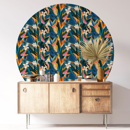 Round / Circle Wall Sticker - Botanical pattern