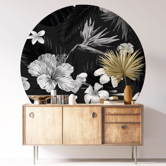 Round / Circle Wall Sticker - Botanical pattern