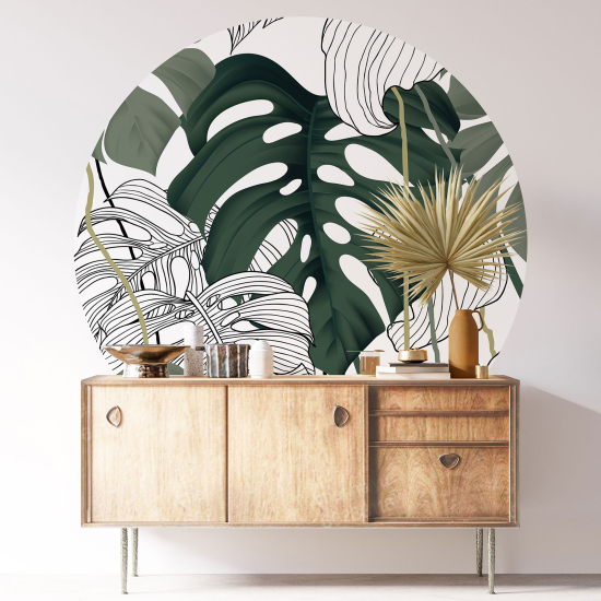 Round / Circle Wall Sticker - Botanical pattern