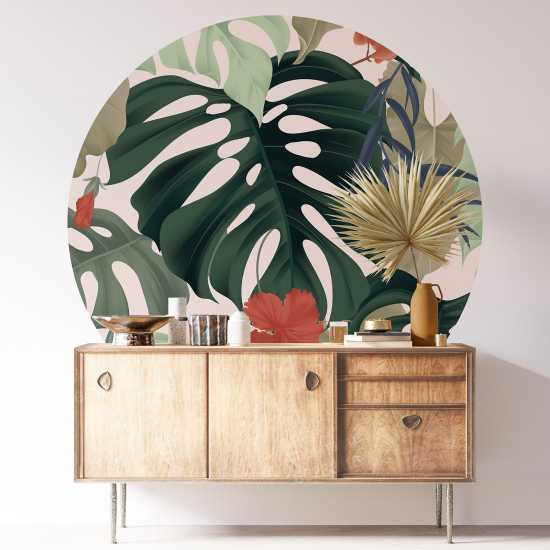 Round / Circle Wall Sticker - Botanical pattern