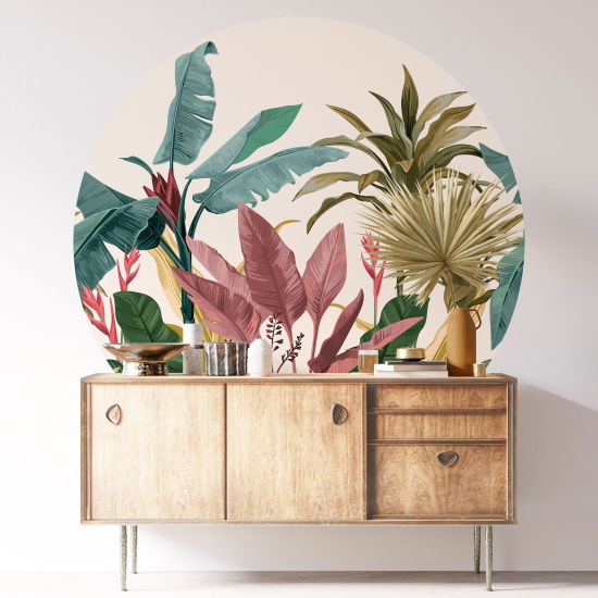 Round / Circle Wall Sticker - Botanical pattern