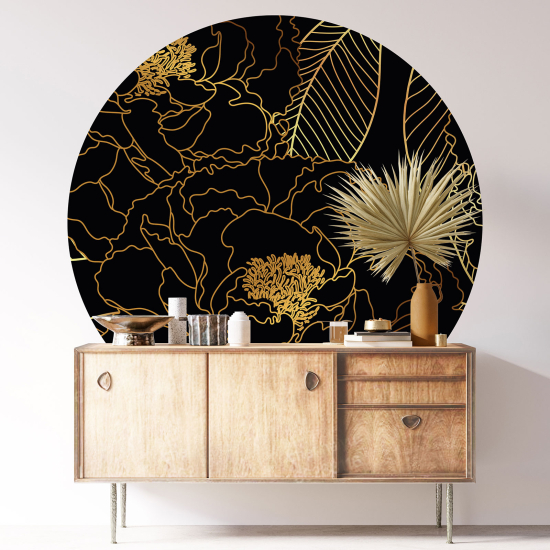 Round / Circle Wall Sticker - Botanical pattern