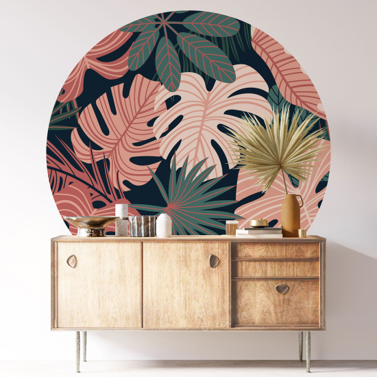 Round / Circle Wall Sticker - Botanical pattern