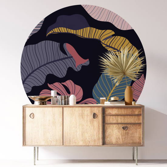 Round / Circle Wall Sticker - Botanical pattern