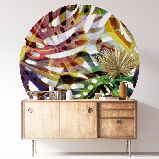 Round / Circle Wall Sticker - Botanical pattern